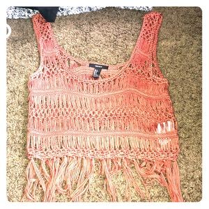 Burnt orange fringe crop top!